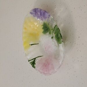 Ann C Ross Signed Fused Glass Soap or Trinket Dish